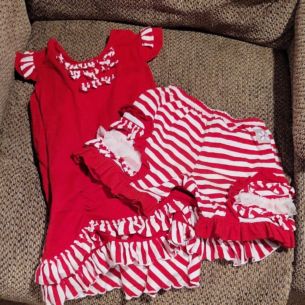 Red and White Striped Kids Casual Dress